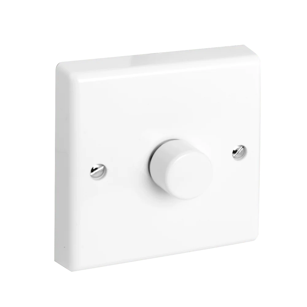 Aurora 1 Gang 2W 400VA Dimmer Switch White - AU-DSP401