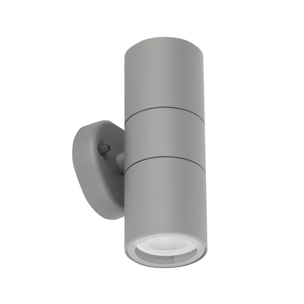 Aurora WallE IP44 Fixed Up/Down GU10 Wall Light - Grey - EN-WL2G