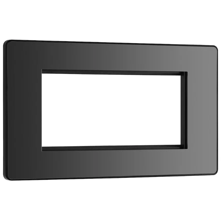 BG Evolve Black Chrome Grid 4 Gang Euro Module Front Plate - PCDBCEMR4B