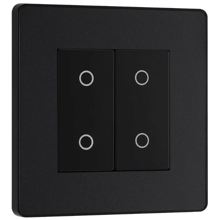 BG Evolve Matt Black 200W Double Touch Dimmer Switch 2-Way Master - PCDMBTDM2B