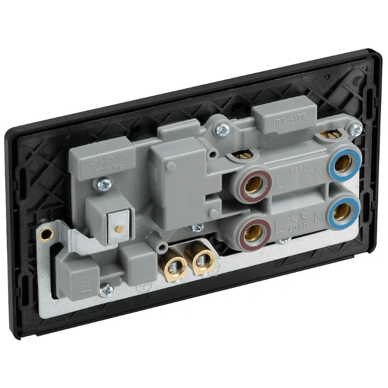 BG Evolve Matt Black 45A 2-Pole Cooker Switch With 13A Switched Socket & LED Indicators  - PCDMB70B - Image 3