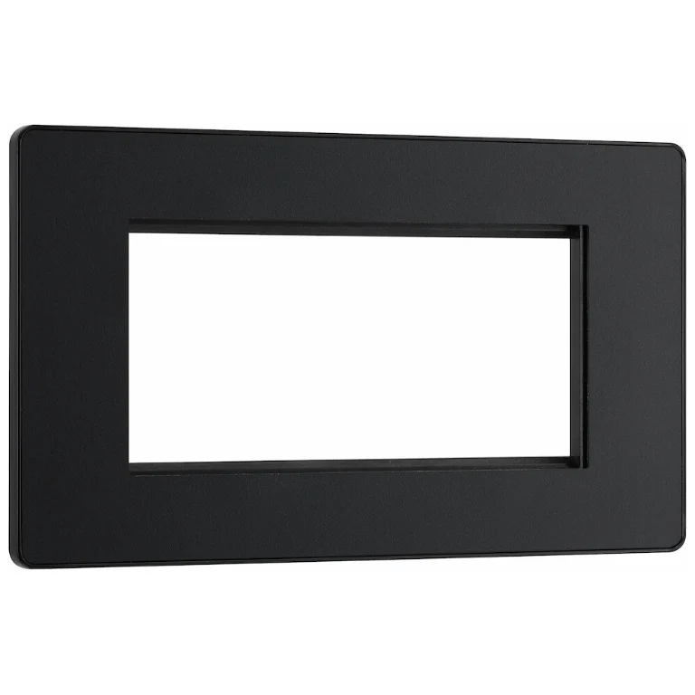 BG Evolve Matt Black Grid 4 Gang Euro Module Front Plate - PCDMBEMR4B