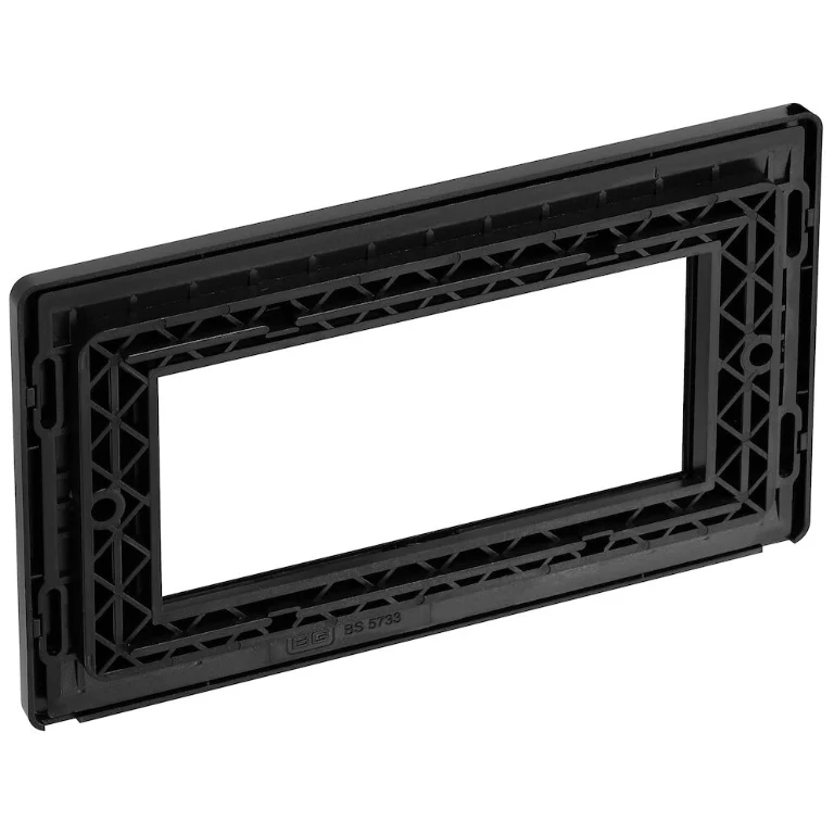 BG Evolve Matt Black Grid 4 Gang Euro Module Front Plate - PCDMBEMR4B - Image 3