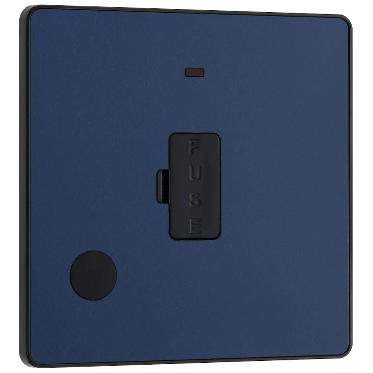 BG Evolve Matt Blue Unswitched 13A Fused Spur Unit With Power LED Indicator And Flex Outlet - PCDDB54B