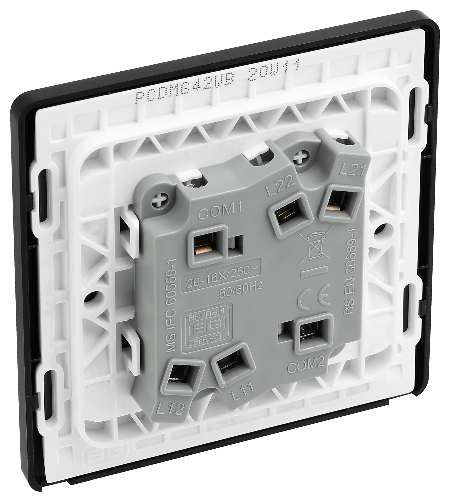 BG Evolve Matt Grey Double Light Switch 20A 16AX 2 Way Wide Rocker - PCDMG42WB - Image 4