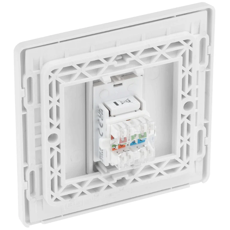 BG Evolve Pearl White Single RJ45 Cat 6 Data Outlet Ethernet Socket - PCDCLRJ451W - Image 3