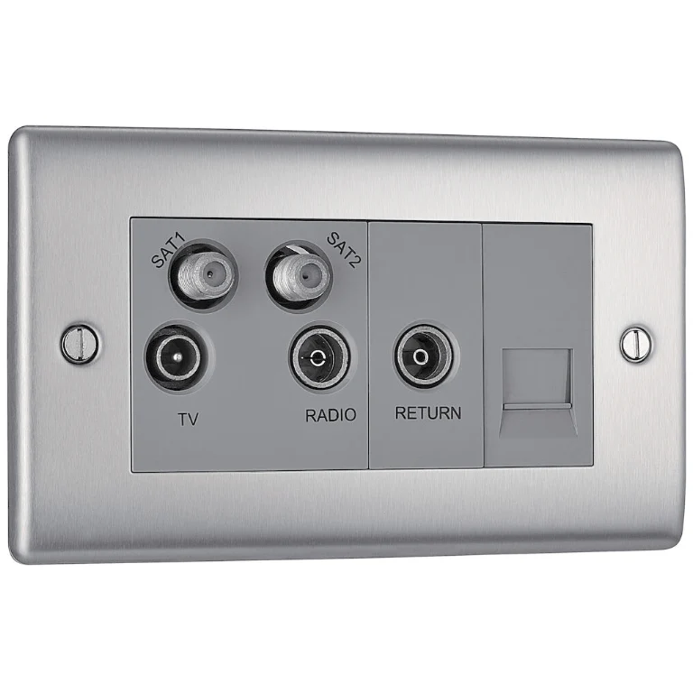 BG Nexus Metal Brushed Steel Qua Tv/Fm/Sat X2+Ret, 1G Tel Scrd - NBS69