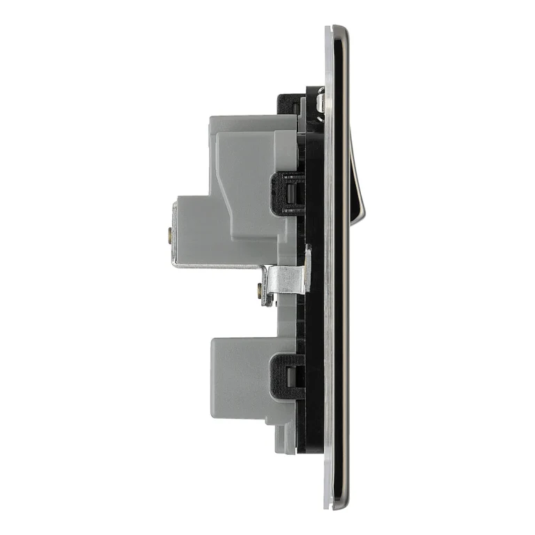 BG Nexus Flatplate Screwless Black Nickel 1 Gang 15A Round Pin Switched Socket Black Insert - FBN99B - Image 2