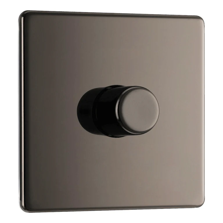 BG Screwless Flatplate Black Nickel Single Intelligent Led Dimmer Switch, 2-Way Push On/Off - FBN81