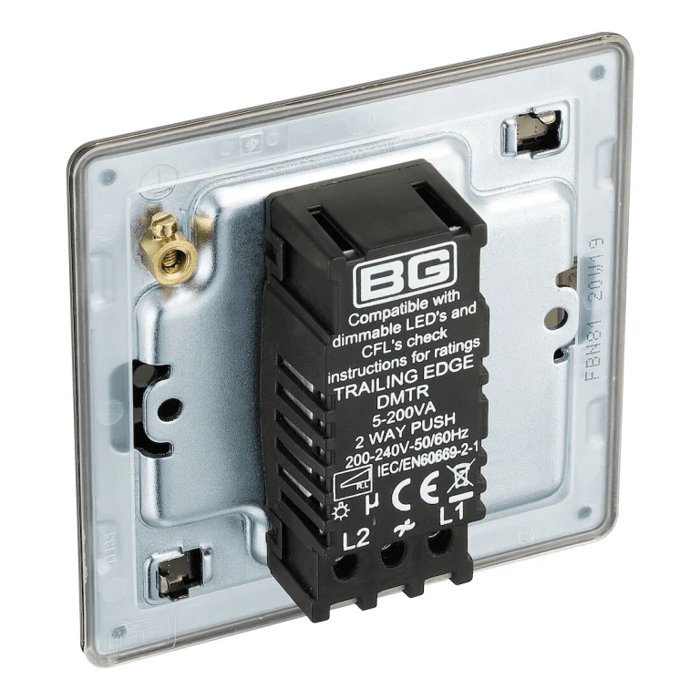BG Screwless Flatplate Black Nickel Single Intelligent Led Dimmer Switch, 2-Way Push On/Off - FBN81 - Image 3