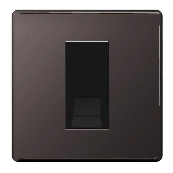 BG Nexus Flatplate Screwless Black Nickel 1 Gang RJ11 Telephone Socket - FBNRJ111