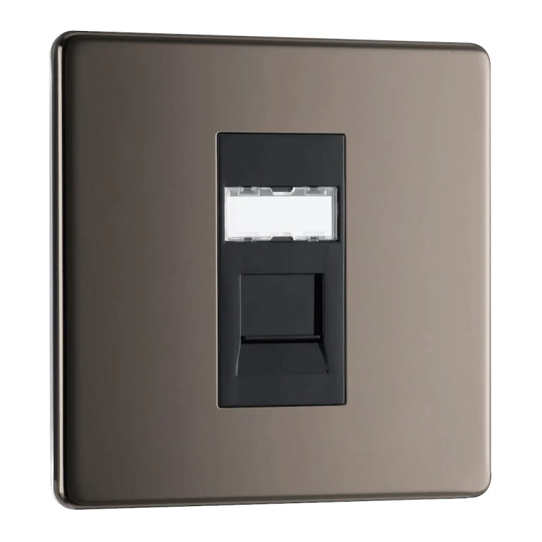 BG Flat Plate Black Nickel Rj45 Data Skt 1G - FBNRJ451