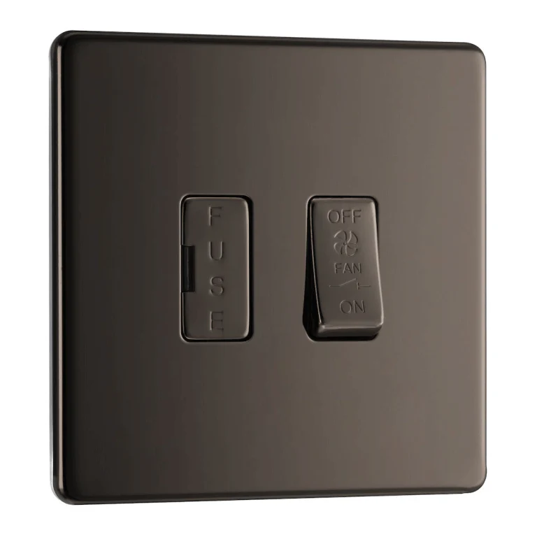BG Nexus Flatplate Screwless Black Nickel 10AX 1-Gang, 3-Pole Fan Isolator Switch - Black Nickel FBN15F