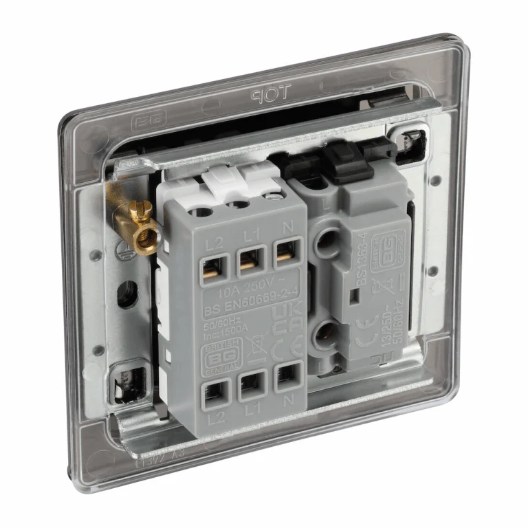 BG Nexus Flatplate Screwless Black Nickel 10AX 1-Gang, 3-Pole Fan Isolator Switch - Black Nickel FBN15F - Image 2