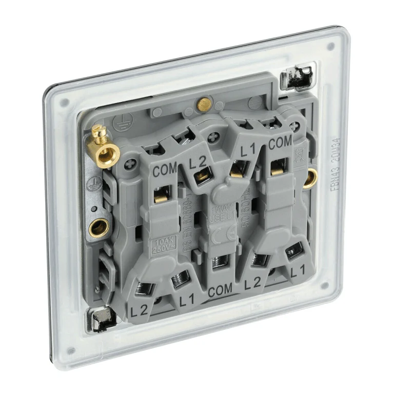 BG Screwless Flatplate Black Nickel Triple Switch, 10Ax 2 Way - FBN43 - Image 3