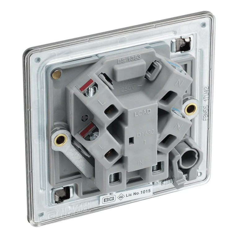 BG Nexus Flatplate Screwless Black Nickel 13A 2-Pole Unswitched Fused Spur With Flex Outlet - FBN55 - Image 3