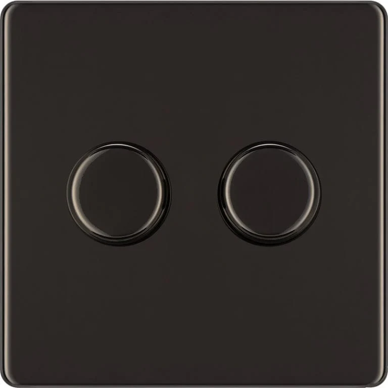 BG Nexus Flatplate Screwless Black Nickel 2 Gang 2 Way Intelligent Trailing Edge Dimmer Switch Push On/Off - FBN82 - Image 3