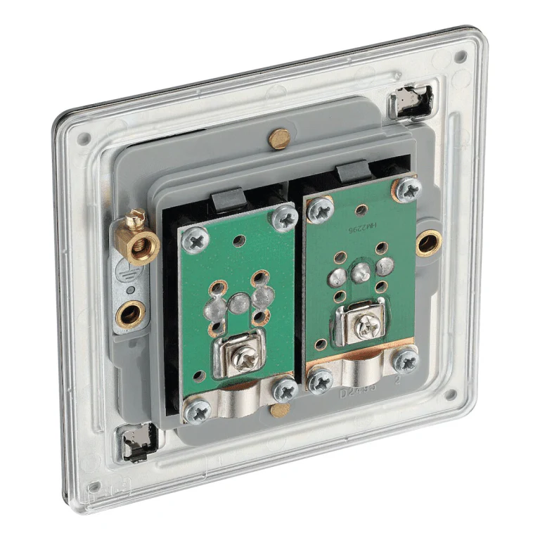 BG Nexus Flatplate Screwless Black Nickel 2 Gang Double Co-Axial Socket for TV & FM Aerial Connection - FBN61 - Image 3