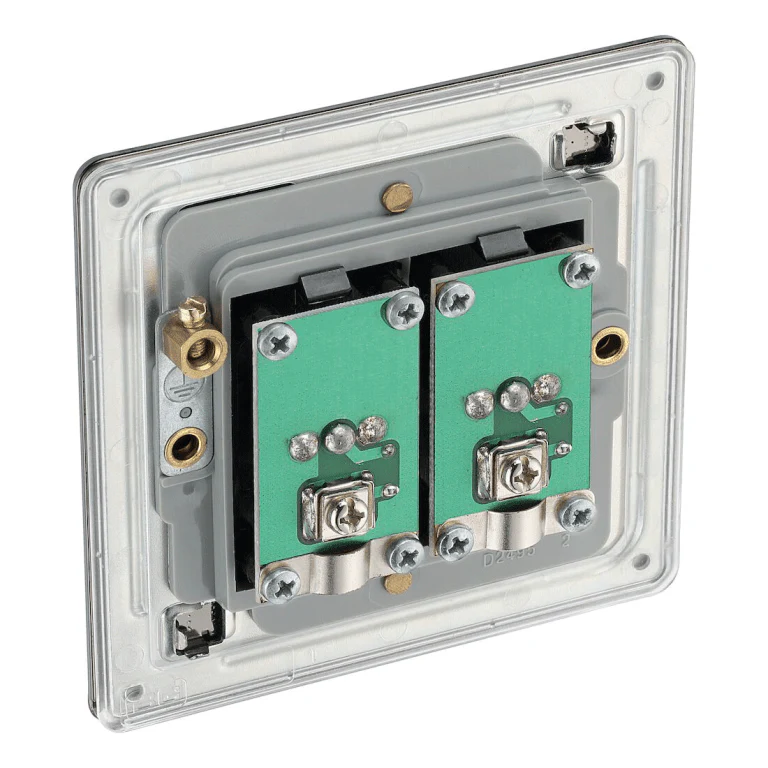 BG Nexus Flatplate Screwless Black Nickel 2 Gang Double Isolated Co-Axial Socket - FBN63 - Image 3