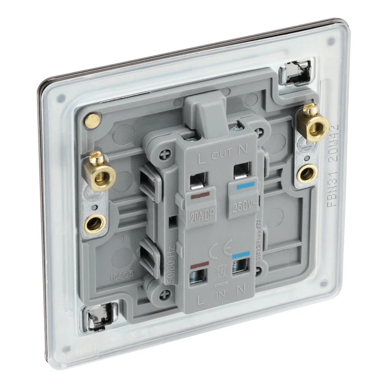 BG Screwless Flatplate Black Nickel Single Switch, 20A With Power Indicator - FBN31 - Image 3