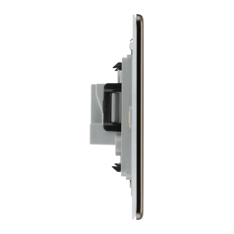 BG Nexus Flatplate Screwless Black Nickel 2A 1 Gang Unswitched Round-Pin Socket - Black Insert FBN28B - Image 2