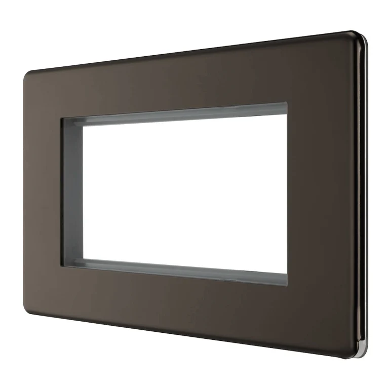 BG Flat Plate Black Nickel 4 Mod Rect Front Plate - FBNEMR4
