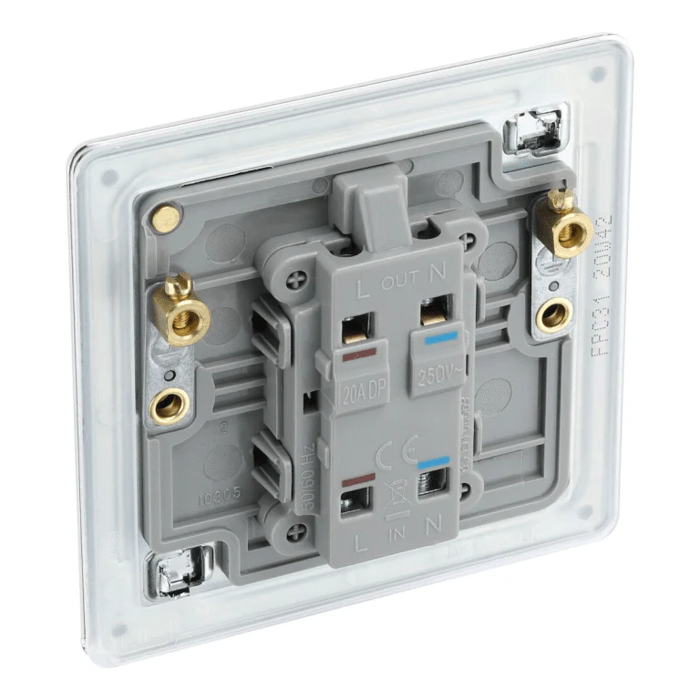 BG Screwless Flatplate Polished Chrome Single Switch, 20A With Power Indicator - FPC31 - Image 3
