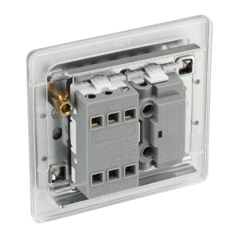 BG Nexus Flatplate Screwless Brushed Steel 10AX 1 Gang, 3-Pole Fused Fan Isolator Switch - FBS15F - Image 3