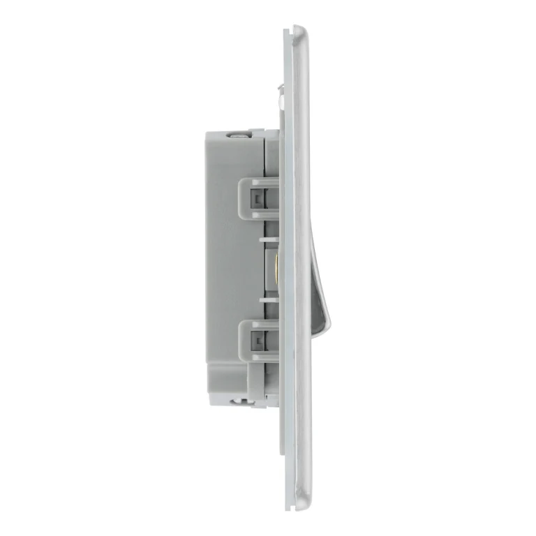 BG Screwless Flatplate Brushed Steel Double Switch, 10Ax 2 Way - FBS42 - Image 2