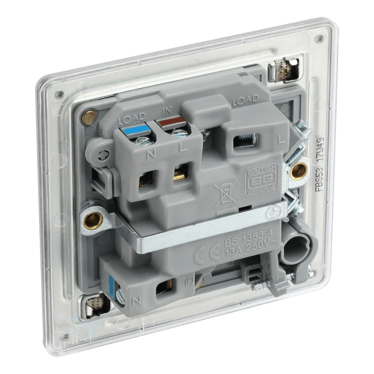 BG Screwless Flatplate Brushed Steel Switched 13A Fused Connection Unit, With Power Indicator And Cable Outlet - FBS53 - Image 3