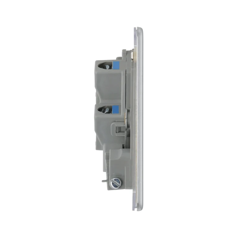 BG Nexus Flatplate Screwless Brushed Steel 13A 2-Pole Unswitched Fused Spur With Flex Outlet - FBS55 - Image 2