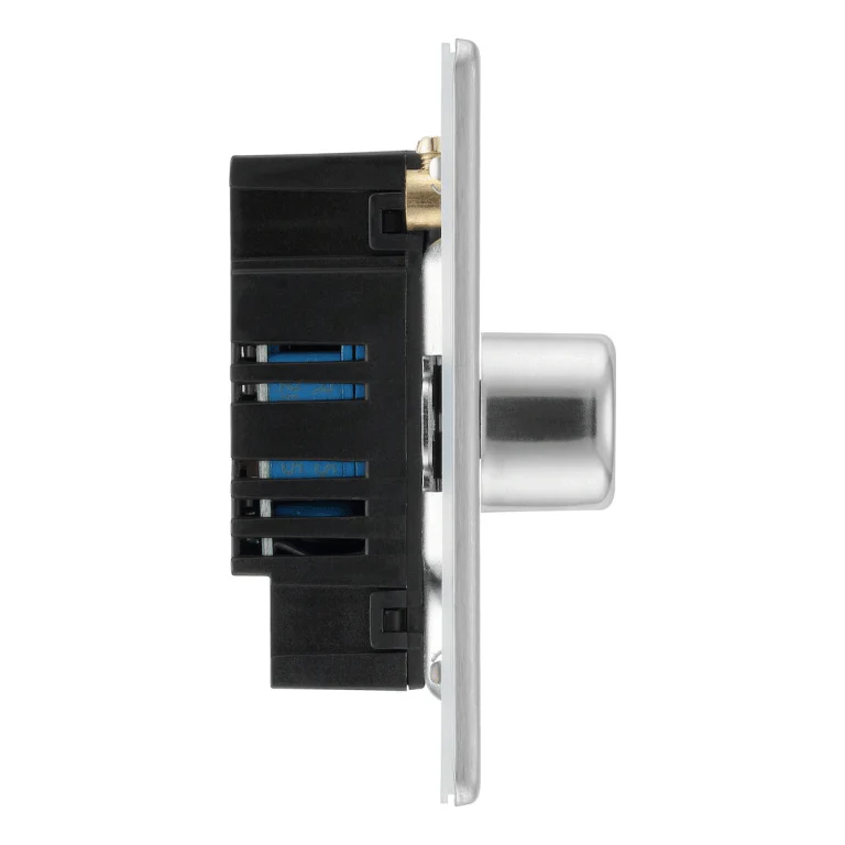 BG Screwless Flatplate Brushed Steel Triple Intelligent Led Dimmer Switch, 2-Way Push On/Off - FBS83 - Image 3