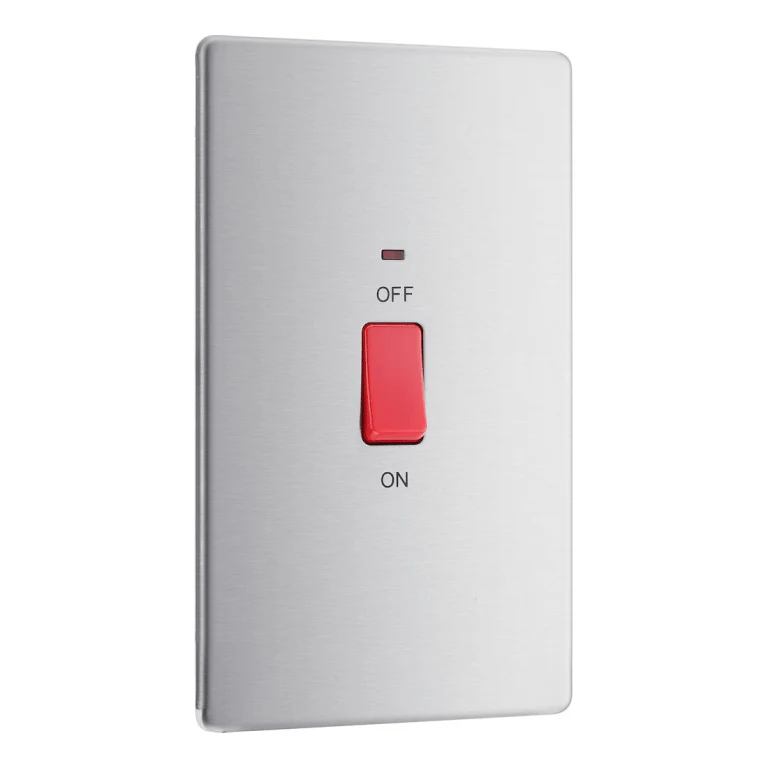 BG Screwless Flatplate Brushed Steel 45A Rectangular Cooker Control Unit With Power Indicator - FBS72