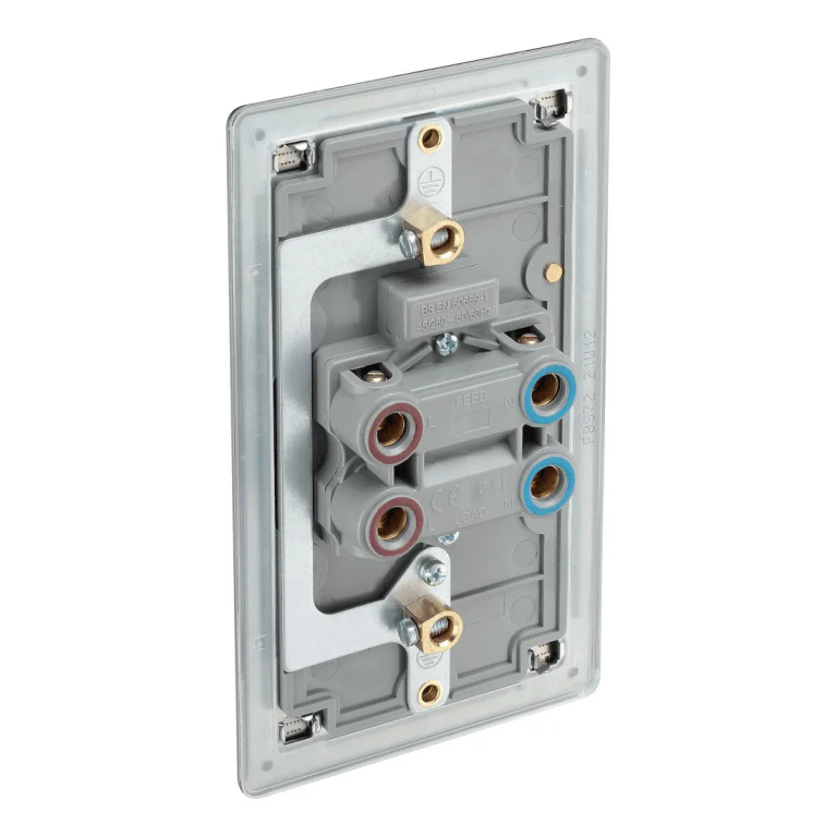 BG Screwless Flatplate Brushed Steel 45A Rectangular Cooker Control Unit With Power Indicator - FBS72 - Image 3