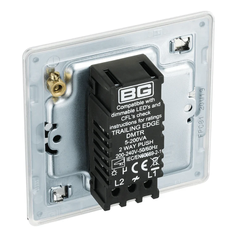 BG Screwless Flatplate Polished Chrome Single Intelligent Led Dimmer Switch, 2-Way Push On/Off - FPC81 - Image 3