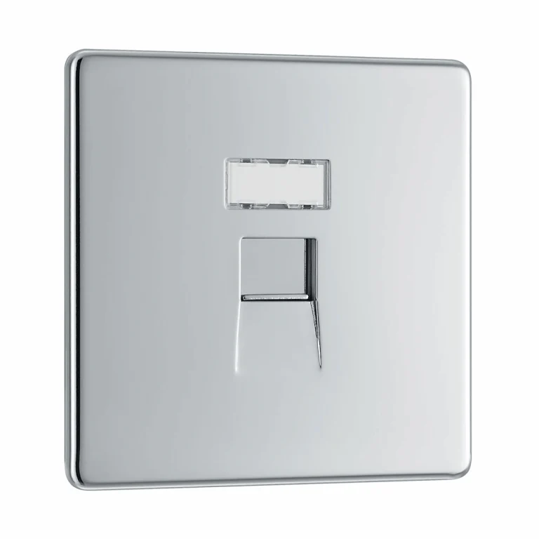 BG Flat Plate Polished Chrome Rj45 Data Skt 1G - FPCRJ451