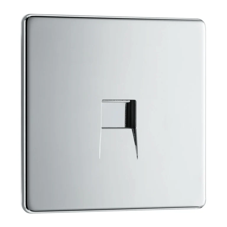 BG Screwless Flatplate Polished Chrome Single Slave Telephone Socket - FPCBTS1