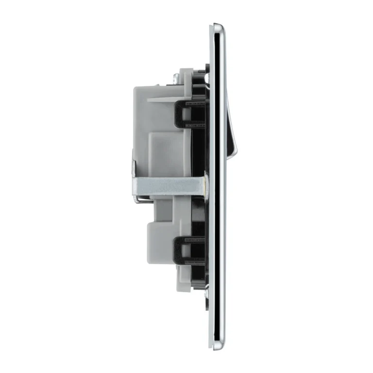 BG Flat Plate Polished Chrome  13A D.P. 2 Gang  Switched Socket - FPC22B - Image 2