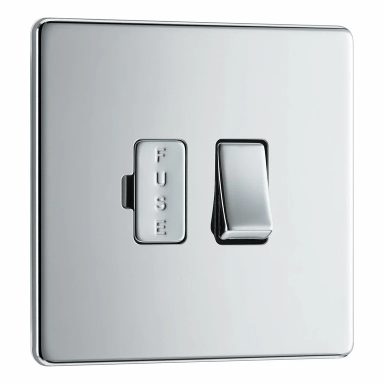 BG Screwless Flatplate Polished Chrome Switched 13A Fused Connection Unit - FPC50