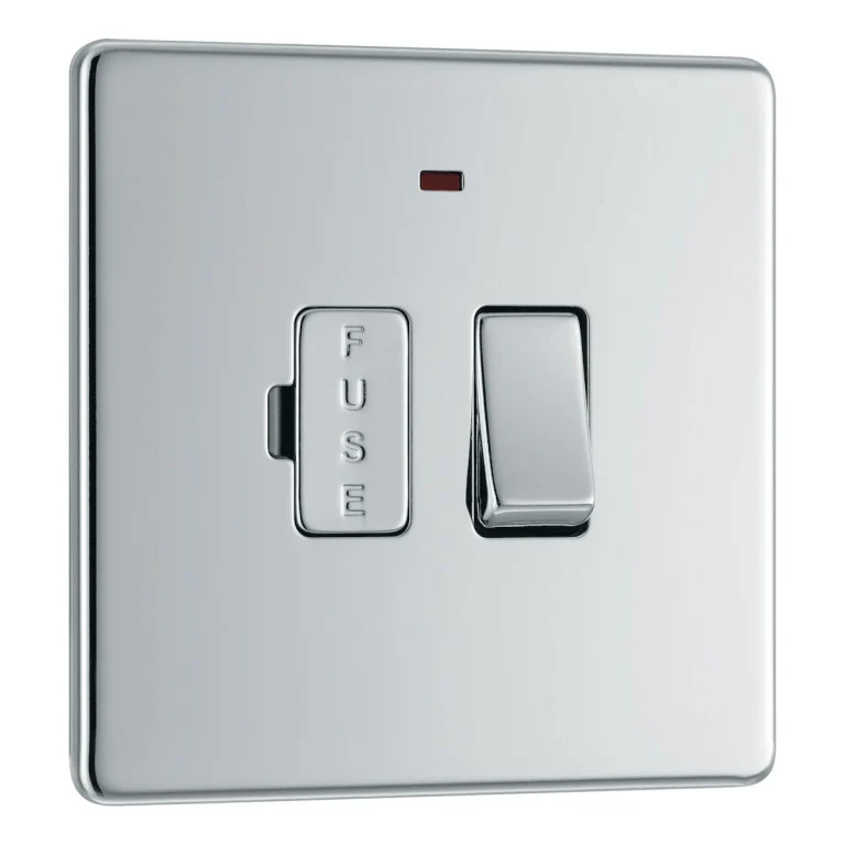 BG Screwless Flatplate Polished Chrome Switched 13A Fused Connection Unit, With Power Indicator - FPC52