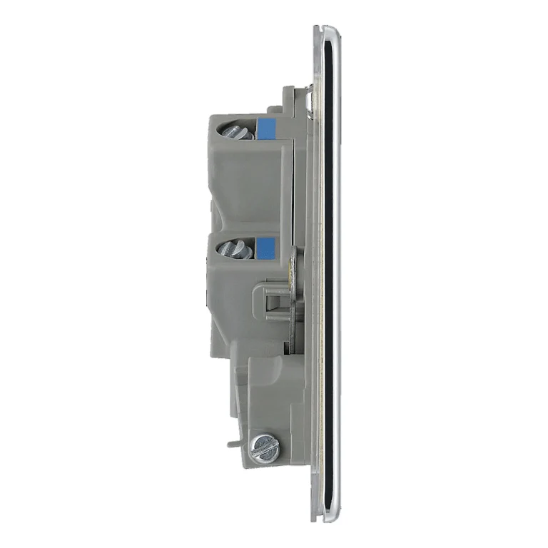 BG Nexus Flatplate Screwless Polished Chrome 13A 2-Pole Unswitched Fused Spur With Flex Outlet - FPC55 - Image 2