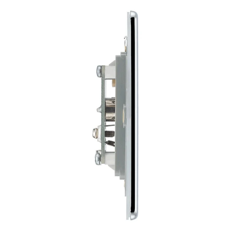 BG Nexus Flatplate Screwless Polished Chrome 2 Gang Double Co-Axial Socket for TV & FM Aerial Connection - FPC61 - Image 2