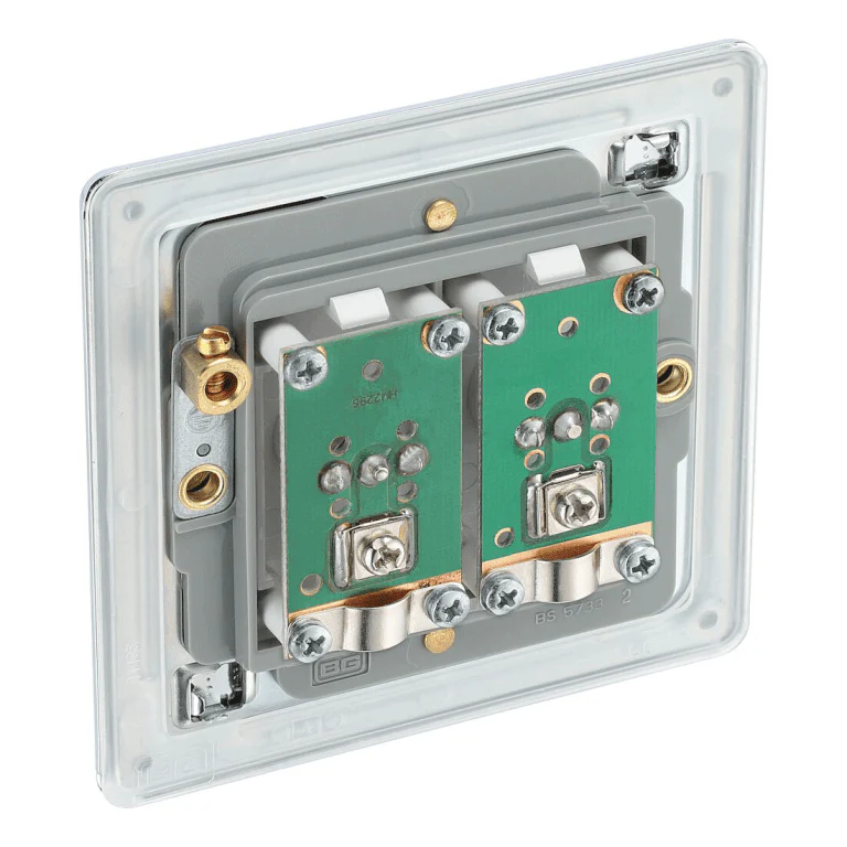 BG Nexus Flatplate Screwless Polished Chrome 2 Gang Double Co-Axial Socket for TV & FM Aerial Connection - FPC61 - Image 3
