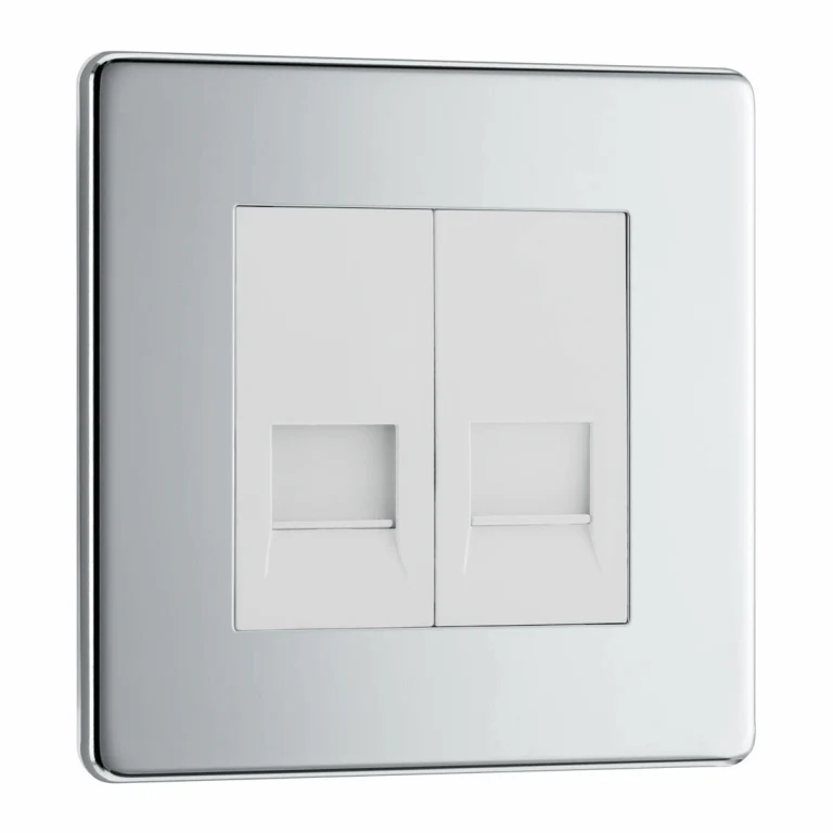 BG Screwless Flatplate Polished Chrome Double Slave Telephone Socket - FPCBTS2
