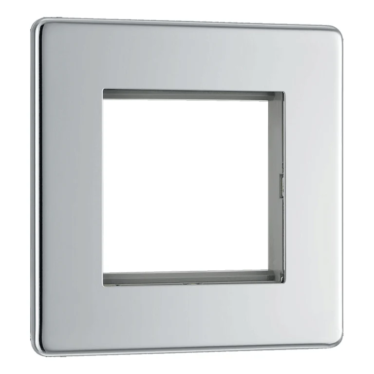 BG Nexus Flatplate Screwless Polished Chrome Double Euro Module Single Plate - FPCEMS2