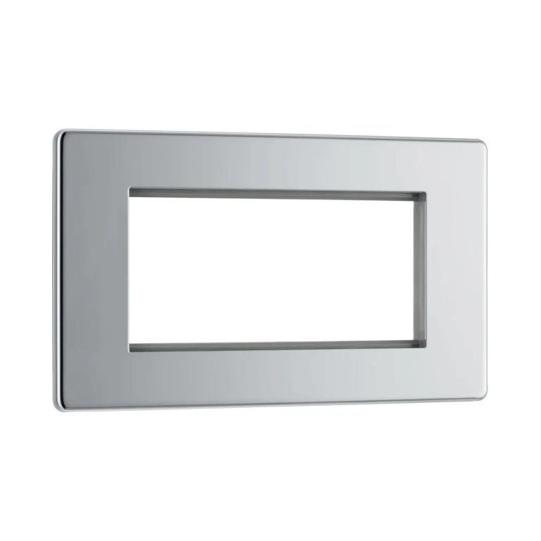 BG Nexus Flatplate Screwless Polished Chrome Quad Euro Module Double Plate - FPCEMR4
