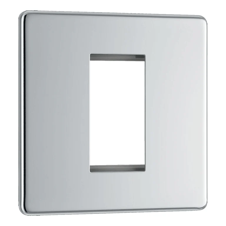 BG Nexus Flatplate Screwless Polished Chrome Single Euro Module Plate - FPCEMS1