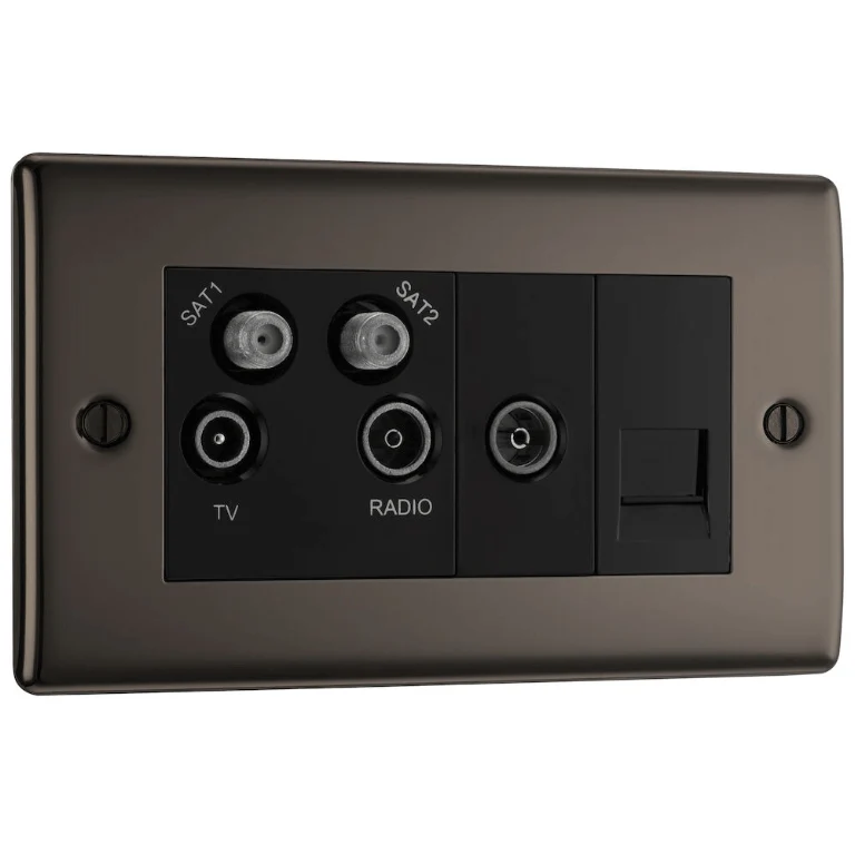 BG Nexus Metal Black Nickel Qua Tv/Fm/Sat X2+Ret, 1G Tel Scrd - NBN69