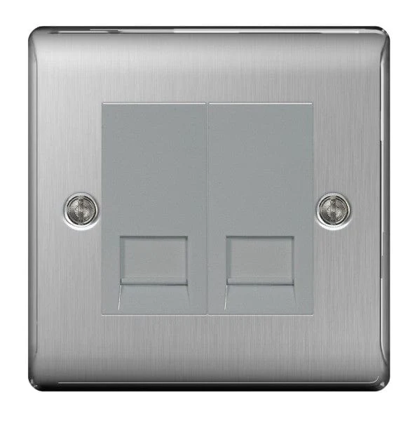 BG Nexus Metal Brushed Steel Master Telephone Socket - NBSBTM2