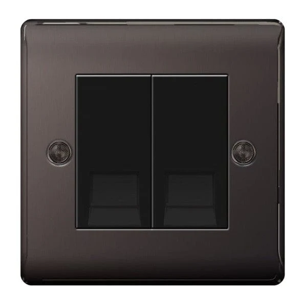 BG Nexus Metal Black Nickel Slave Telephone Socket - NBNBTS2